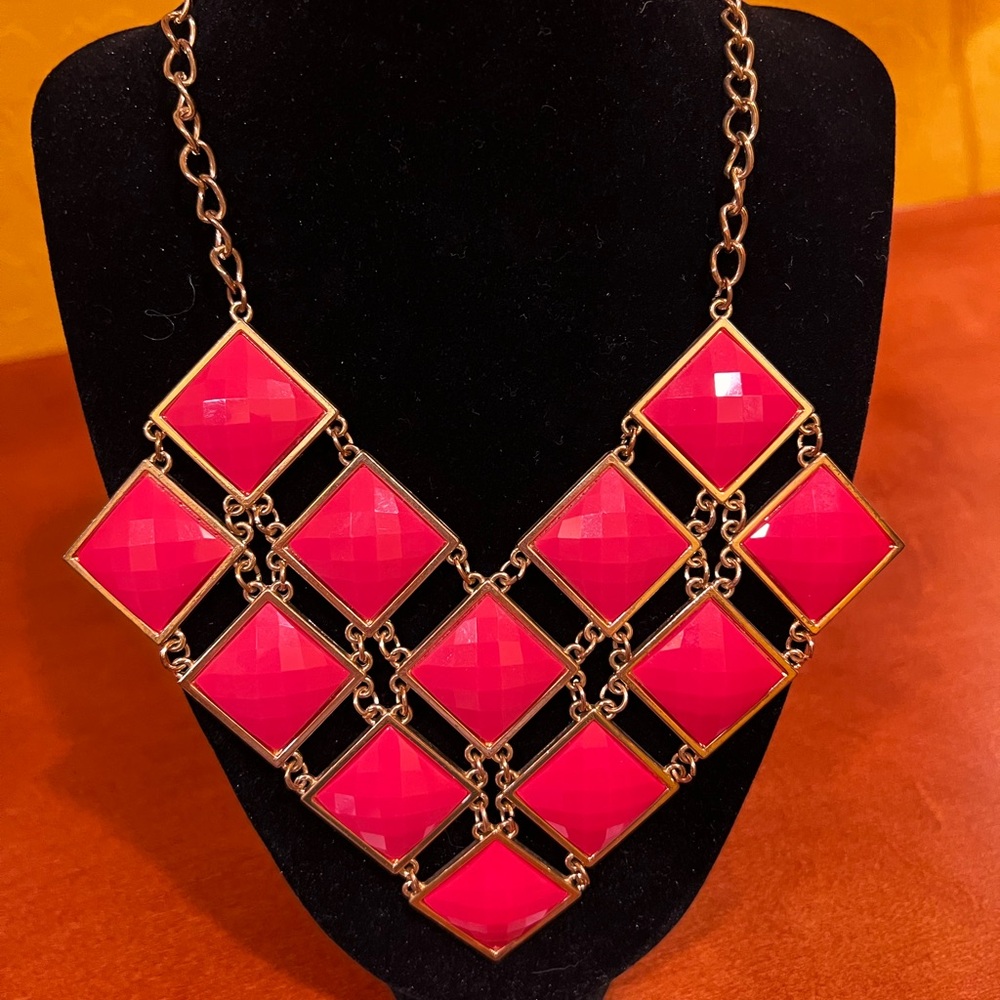 Hot pink statement necklace.
